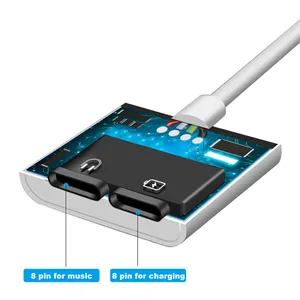 Konverter Earphone iPhone 7, Adaptor Kabel Multifungsi 2 In 1 untuk Pengisian Daya dan Koneksi Headphone untuk Iphone 7/7 Plus