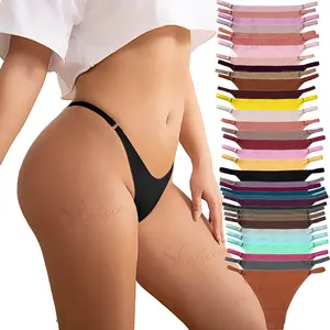 New Trend 7 Colors Seamless Panty Laser Cut Seamless Brazilian Ice Silk Low Waist Thong G String Girls Womens Sexy Underwear