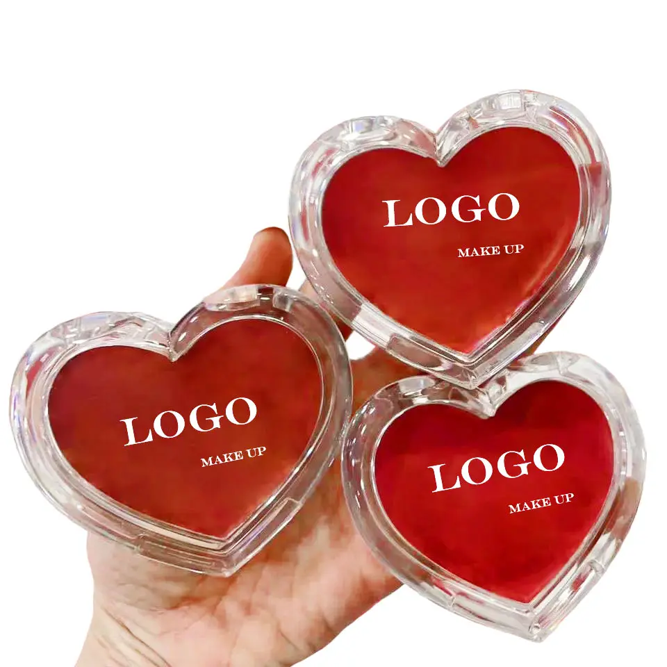 Heart Shape Powder Compact Container Mini Empty Love Blusher Case Transparent Cosmetic Plastic Clear Color Recycled Materials