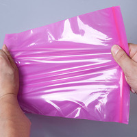 Sac d'emballage réutilisable en plastique à fermeture éclair auto-scellante rose