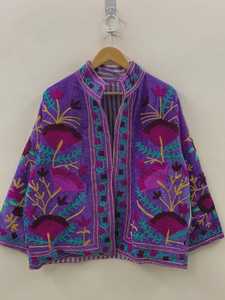 เสื้อแจ็คเก็ตกำมะหยี่ลายดอกไม้สไตล์วินเทจ ปักมือลายซูซานี เสื้อโค้ทโบโฮสไตล์ชาติพันธุ์ เสื้อคลุมฤดูหนาว ผ้าฝ้าย เป็นมิตรกับสิ่งแวดล้อม ระบายอากาศได้ดี - Product Image 5