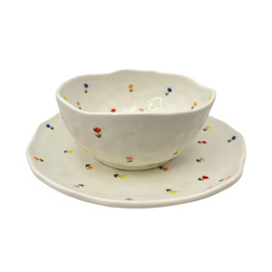 Bols en céramique irréguliers peints à la main personnalisés, sur commande, en forme de fleur ou de cœur, pour salade, utilisables au micro-ondes - Product Image 5