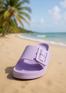 Sandali EVA infradito viola taglia 25 unisex con punta aperta, colore unico, chiusura con bottone, per l'estate - Product Image 2