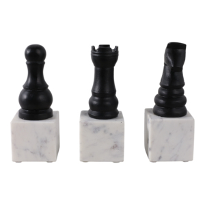 Statue de pièces d'échecs modernes sur socle en marbre pour la décoration de la maison, sculpture élégante pour le bureau, le salon ou les étagères. - Product Image 3