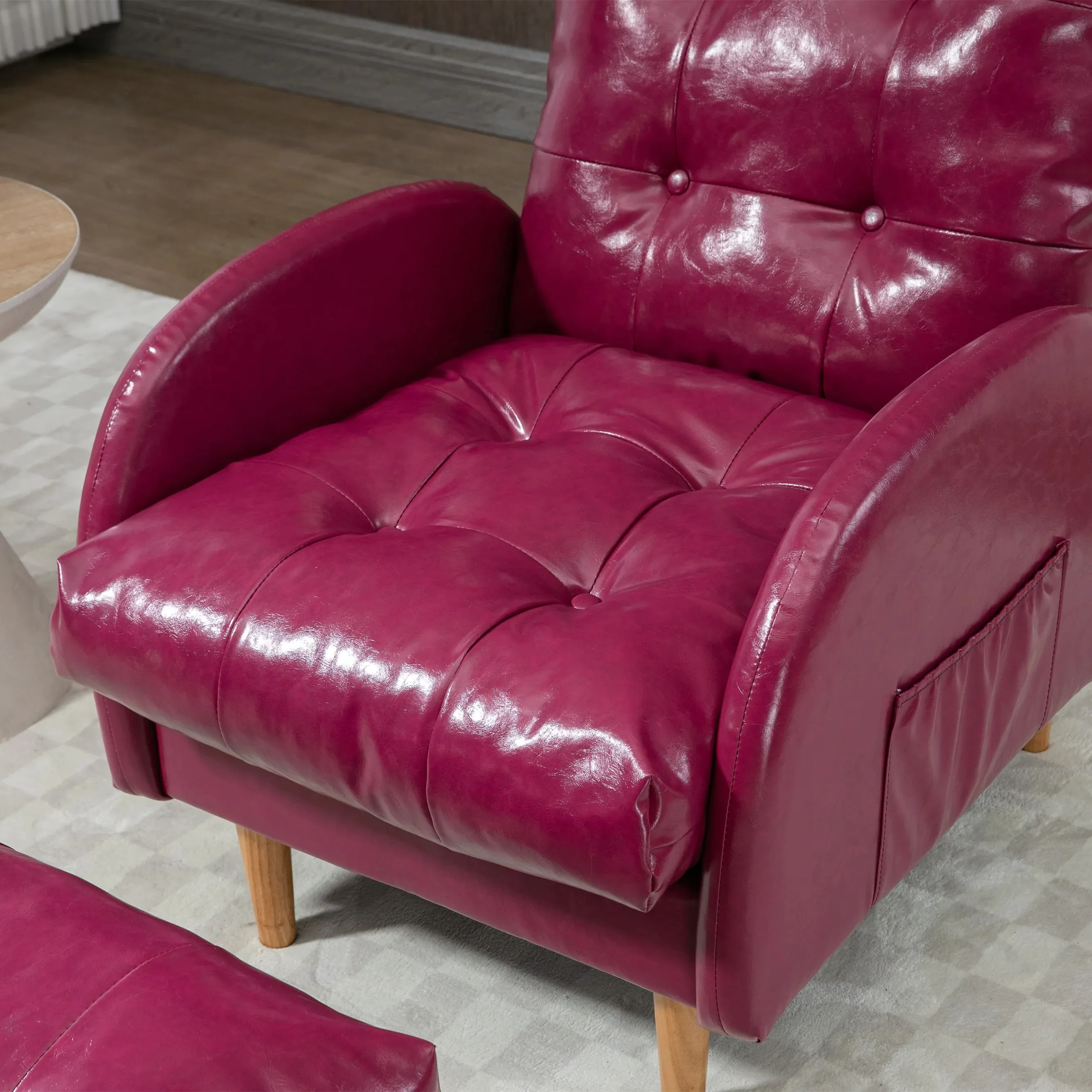 Rose Red bán buôn phòng khách sang trọng có thể điều chỉnh ngồi có thể ngả phòng chờ ghế với footstool