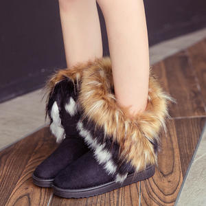 Niche mode Design Extra Large Imitation fourrure de raton laveur <span class=keywords><strong>bottes</strong></span> de neige 2025 hiver nouveau mi-mollet coton caoutchouc semelle extérieure chaussures - Product Image 5