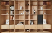 Bibliothèque moderne en bois avec étagères ouvertes, unité murale modulaire pour bibliothèque domestique, librairie ou salon