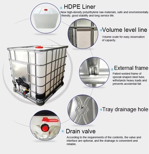Réservoir IBC de stockage de produits chimiques en PEHD de 1000 L avec <span class=keywords><strong>cuve</strong></span> sous pression pour engrais, latex, colorants, glycérine, eau - Neuf - Product Image 4