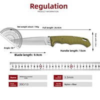Couteau pliant de survie HOKC russe pour l'extérieur, lame 30cr13, manche en nylon/fibre, haute dureté, portable, petit format