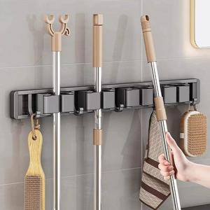 Mop Wall Hanging Clip Stainless Steel Rectangle Punch Free Wall Mounted Storage Hook For Bathroom Broom Holder - Product Image 2