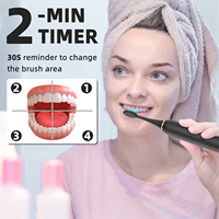 Ipx7 adulte minuterie nettoyage buccal blanchiment des dents brosse à dents à poils souples sonique brosse à dents électrique