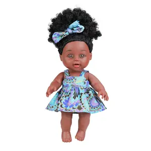 Prix de gros personnalisé Poupées bébés Reborn Nouveauté Poupées en peluche réalistes de 10 pouces pour fille Poupée noire en vinyle avec cheveux afro