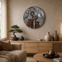 Jam Dinding Plastik Motif Gajah Art Deco dengan Jarum Penunjuk, Baterai, Tahan Air, Desain Senyap untuk Dekorasi Ruang Tamu