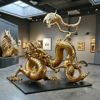 Statue de dragon de style chinois en métal moulé, gravée, découpée, imprimée, plaquée or, décoration d'intérieur, sculpture