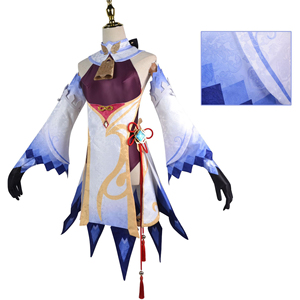 BAIGE-Disfraz de <span class=keywords><strong>Cosplay</strong></span> para adultos/niños, disfraz de Genshin Impact <span class=keywords><strong>Ganyu</strong></span>, peluca, zapatos, vestido Lolita, fiesta de Halloween - Product Image 5
