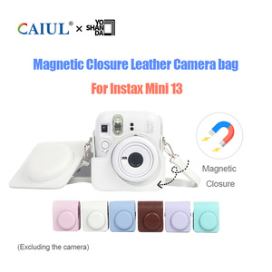 Sac photo en cuir à fermeture magnétique pour <span class=keywords><strong>Instax</strong></span> Mini 13, sac photo tendance avec bandoulière, accessoire de voyage <span class=keywords><strong>Instax</strong></span> - Product Image 2