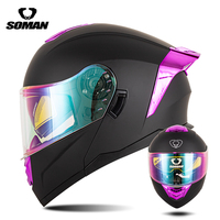 Casque de moto modulaire intégral SOMAN SM976 DOT avec double visière, grand spoiler, certifié QC, neuf