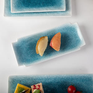 Blue <span class=keywords><strong>Diamond</strong></span> Series A5 Assiette à <span class=keywords><strong>sushi</strong></span> rectangulaire en mélamine Vaisselle en plastique jetable pour dessert occidental japonais créatif - Product Image 1