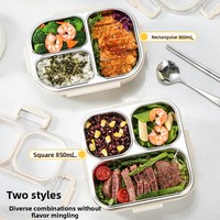 Boîte à lunch TIANXING en acier inoxydable 316, 3 compartiments, boîte bento en métal avec couvercle transparent et récipient en silicone pour enfants