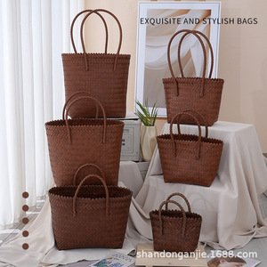 Panier en plastique tressé en gros pour cadeaux, sac cadeau pour demoiselle d'honneur, panier de <span class=keywords><strong>mariage</strong></span> haut de gamme, panier à légumes - Product Image 2
