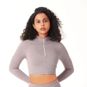 Popular Custom logo Seamless Yoga Set for Women Zip up <b>Long</b> <b>Sleeved</b> <b>Top</b> Drawstring Fitness Sweatwicking breathable Yoga Wear Set - Product Image 1