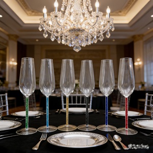 Flûtes à champagne en verre borosilicate de haute qualité, avec pied long, en titane, pour célébrations, mariages et fêtes - Product Image 3