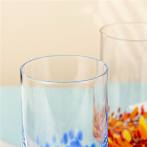 Vaso de Cristal Premium para Bebidas, Diseño de Cilindro Redondo con Puntos Azules, Vaso Highball sin Tallo, Regalo para Restaurante - Product Image 1