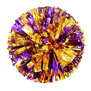 Consegna Rapida, Pronto per la Spedizione, Pompom Promozionale per <span class=keywords><strong>Cheerleader</strong></span> con Fiori in PE Intrecciati a Mano, Multicolore, per Attività Scolastiche e Sportive, 25-35cm - Product Image 3