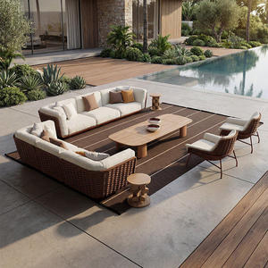 Outdoor <b>Rattan</b> <b>Sofa</b> Designer Courtyard Balcony Outdoor Garden Leisure Solid Wood Coffee Table Rainproof and Sunscreen - Product Image 1