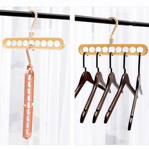 Factory Direct <strong>Multi</strong>-Functional Rotating Plastic Nine-Hole Clothes <strong>Hanger</strong> Rack Internet Celebrity Wardrobe Storage for Household - Product Image 2