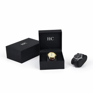 กล่องใส่นาฬิกาแฟชั่น ดีไซน์มินิมอล วัสดุหนัง PU แข็งแรง กล่องของขวัญใส่เครื่องประดับ กำมะหยี่ ปั๊มฟอยล์โลโก้ตามสั่ง ราคาขายส่ง - Product Image 4