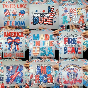 MaMa personnalisé américain joyeux 4 juillet fête <span class=keywords><strong>nationale</strong></span> DTF transfert impression fer sur autocollant vêtements sacs à vêtements prêt à presser - Product Image 4