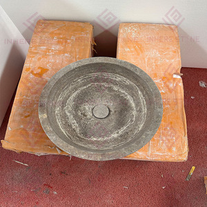 <span class=keywords><strong>Lavabo</strong></span> Redondo de Travertino Plateado Sólido de Alta Calidad Estilo Wabi-Sabi, <span class=keywords><strong>Lavabo</strong></span> de Piedra Natural para Decoración de Baños de Hoteles y Villas - Product Image 2