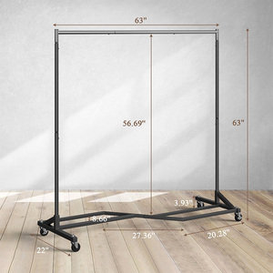 400 lbs Heavy-Duty cán may Giá thép thương mại quần áo móc áo với bánh xe cho cửa hàng quần áo bán lẻ phòng ngủ tủ quần áo - Product Image 5