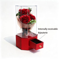 Caja Musical Moderna con Ramo de Rosas de Jabón, Estuche Acrílico con Luz LED para Guardar Joyas, Regalo Romántico para Mujeres, Cumpleaños, Aniversario