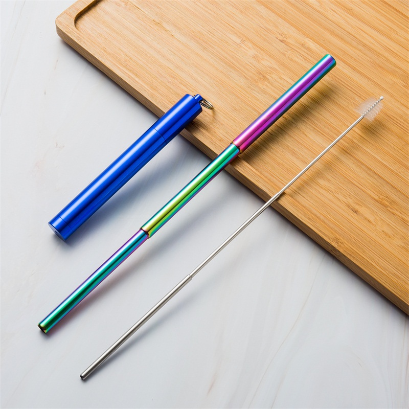 Blue case+Rain bow straw