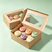 Boîte en papier kraft transparente en vrac avec fond à clipser, en carton alimentaire, support pour six gobelets, pour pâtisserie, idéale pour les boutiques de cupcakes
