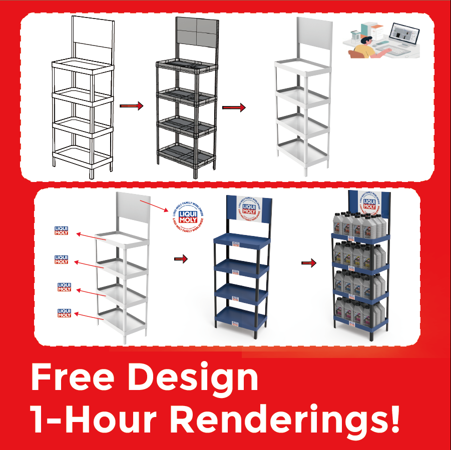 Beviis Custom Light Duty PVC Floor Standing Display Racks for Motor Oil and Car Retail Stores — view 5