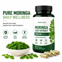 Capsules d'extrait de Moringa végétaliennes en marque blanche ODM/OEM, 60 capsules/flacon, 2 capsules par jour, complément alimentaire naturel pour une alimentation quotidienne
