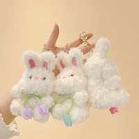 Portachiavi Personalizzato a Forma di Coniglio dalle Orecchie Lunghe con Nastro a Tulipano, Ciondolo Morbido Imbottito a Forma di Coniglio, Giocattolo Animale Carino per Charm da Borsa - Vendita all'Ingrosso