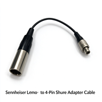 Câble de conversion 4 broches Shure vers 3 broches Lemo, adaptateur XLR de 10 cm pour systèmes de microphones sans fil