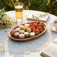 Aanpasbare, duurzame, milieuvriendelijke ovale dienblad van rubberhout voor noten, afternoon tea, fruit en kaas - modern design