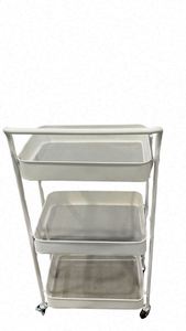 Three Tier Metal Storage Cart With <b>Wheels</b> Minimalist Design For Kitchen Use - Product Image 3