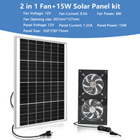 SIWEIJIA GSFJ-2 Kit de ventilateur d'extraction solaire 2-en-1 15W en thermoplastique 2688 tr/min 14,76 pieds de hauteur pour refroidissement de poulailler, serre, abri