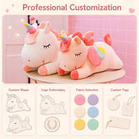 Adorable coussin en peluche cheval rose endormi, licorne en peluche personnalisée, jouet en peluche, poupée, cadeau de Saint-Valentin, animaux en peluche