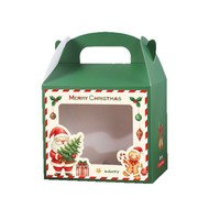 Boîte cadeau de Noël en carton imprimée sur mesure avec fenêtre transparente rouge et verte pour emballage de produits de boulangerie et de bonbons de fêtes