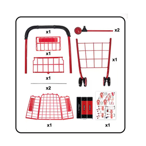 Supermarkt winkelwagentje opvouwbaar boodschappenkarretje speelgoedset van plastic & metaal voor kinderen - Product Image 3