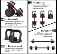 PINJIAN Ciment 4-en-1 Ensemble d'haltères Haltérophilie Casting Gym Set Barbell Kettlebell Haltère réglable