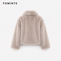 Manteau court en fausse fourrure pour femme grande taille, chaud et doux, style mode, vêtement d'extérieur de luxe, vente en gros