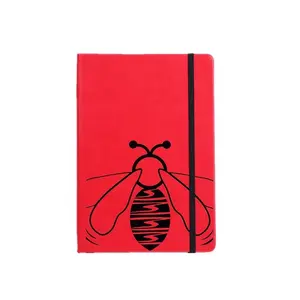 Agenda de papel de tapa dura con logo personalizado, agenda de cuero PU con estampado dorado, cuaderno de abeja con banda elástica